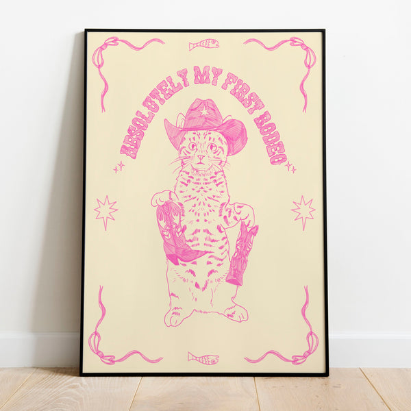 Kitten Rodeo Cowboy Poster