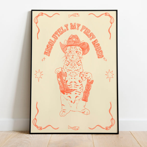 Kitten Rodeo Cowboy Poster