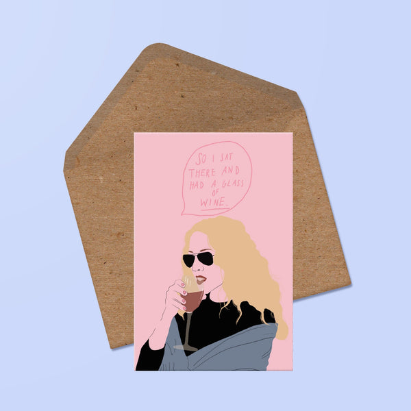 Carrie Bradshaw Wine Greetings Card