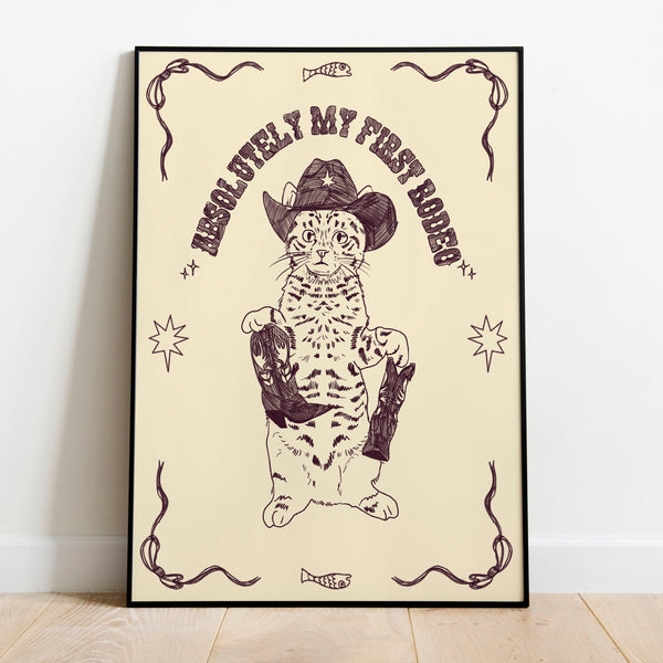 Kitten Rodeo Cowboy Poster