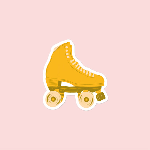 Yellow Aesthetic Roller Skate Laptop Sticker