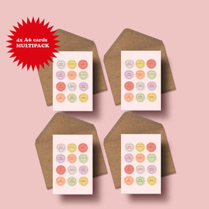 4 Pack Galentine's Love Hearts A6 Cards