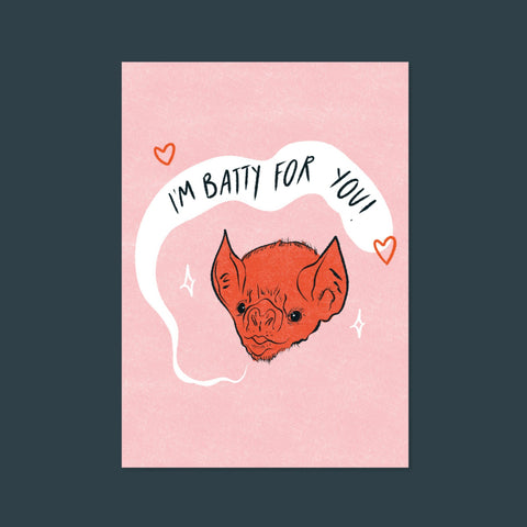 I'm Batty For You Halloween Postcard
