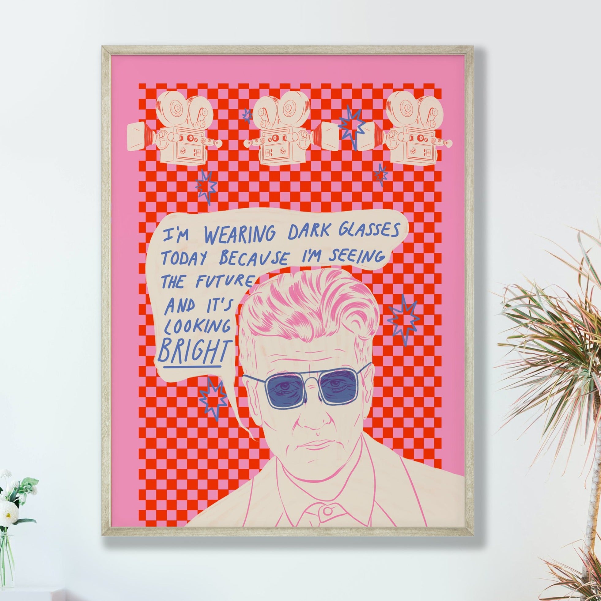 image of a david lynch poster by whatmabeldid framed on a white wall
