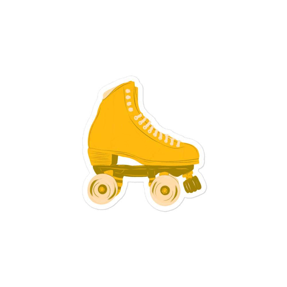 Yellow Aesthetic Roller Skate Laptop Sticker