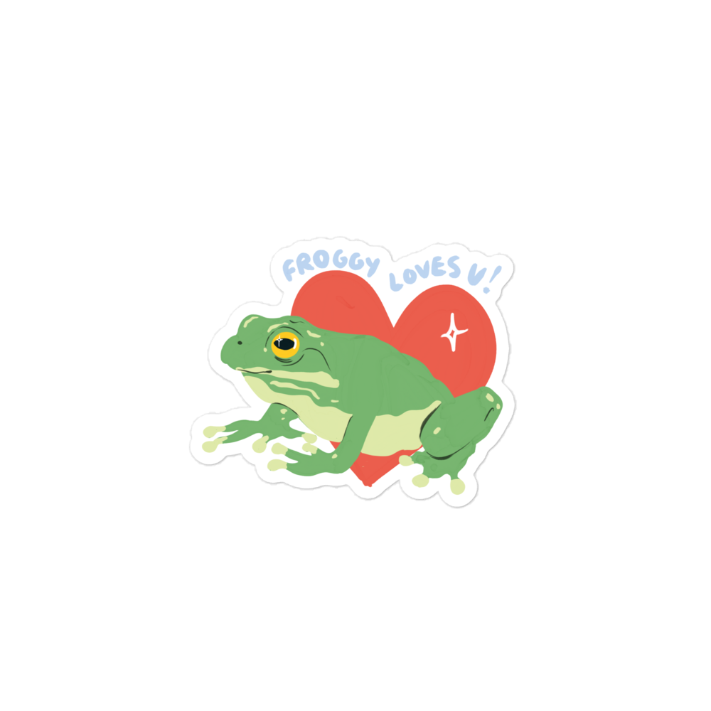 Froggy Loves U Vinyl Sticker