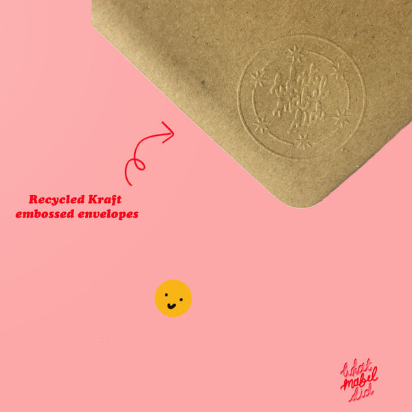 image of an embossed kraft envelope with the whatmabeldid logo.