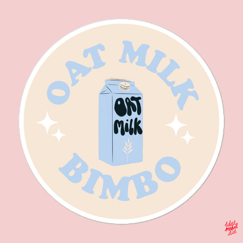 Oat Milk Bimbo Blue Round Sticker