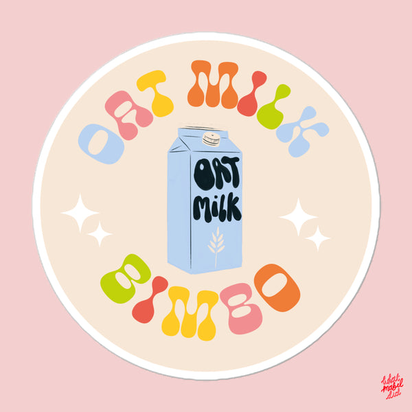 Oat Milk Bimbo Groovy Rainbow Round Sticker