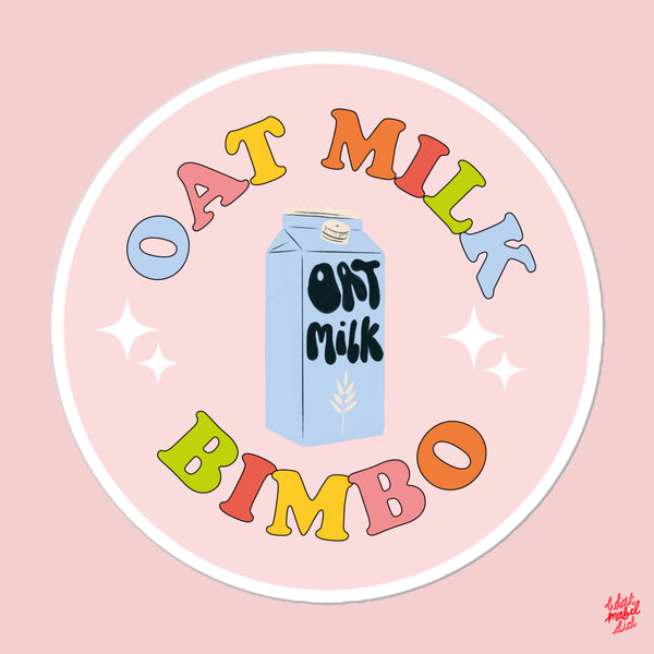 Oat Milk Bimbo Rainbow Round Pink Sticker