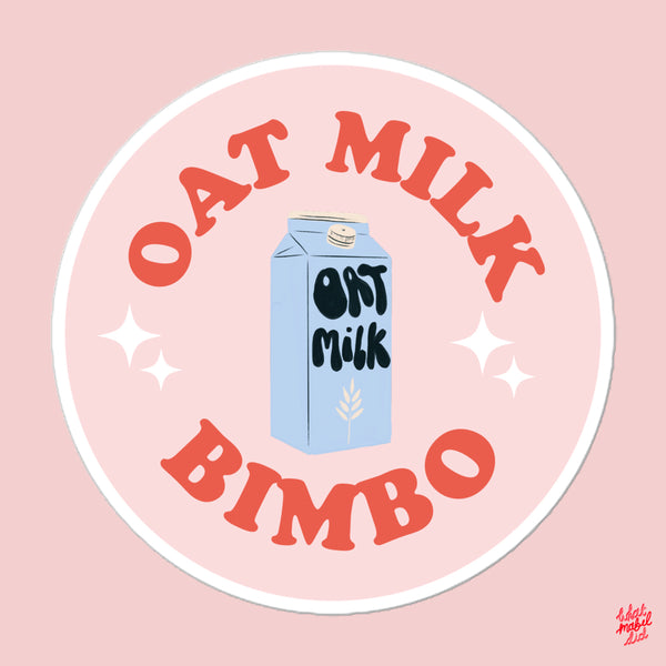 Oat Milk Bimbo Red Round Pink Sticker