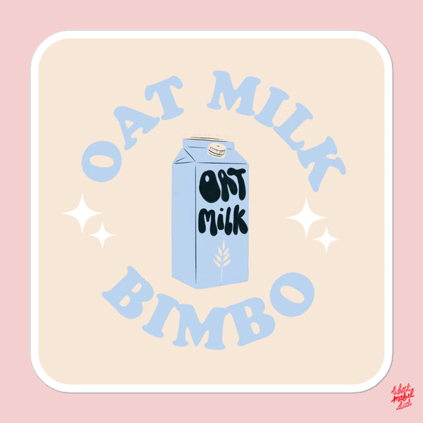 Oat Milk Bimbo Blue Square Sticker
