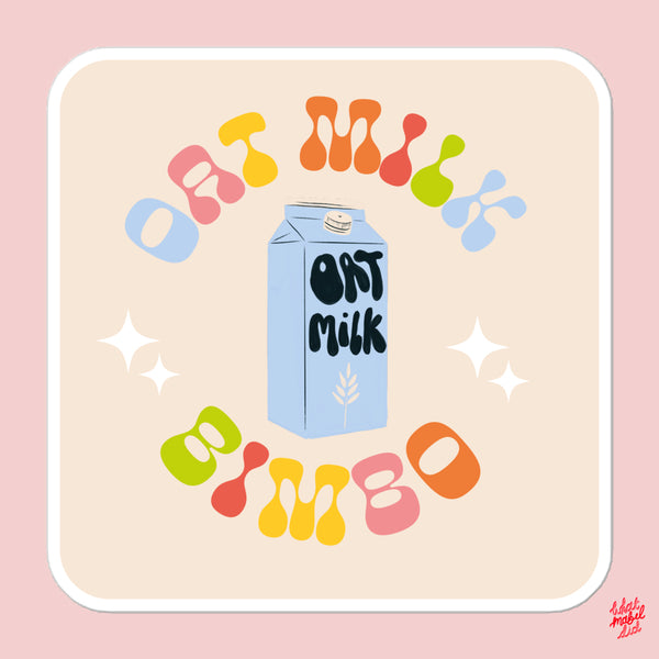 Oat Milk Bimbo Groovy Rainbow Square Sticker