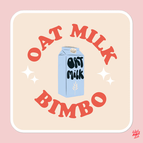 Oat Milk Bimbo Red Square Sticker