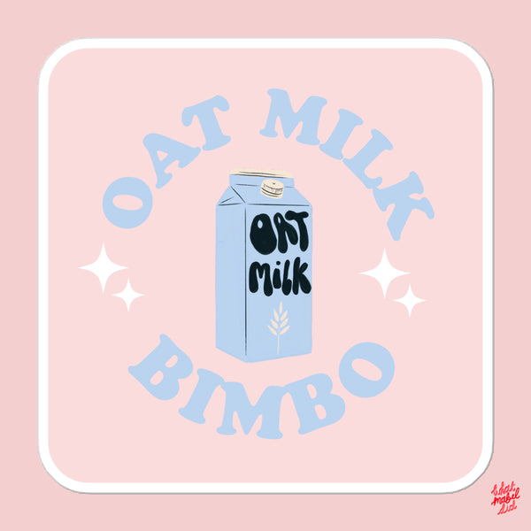 Oat Milk Bimbo Blue Square Sticker Pink
