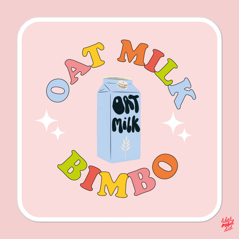 Oat Milk Bimbo Rainbow Square Sticker Pink
