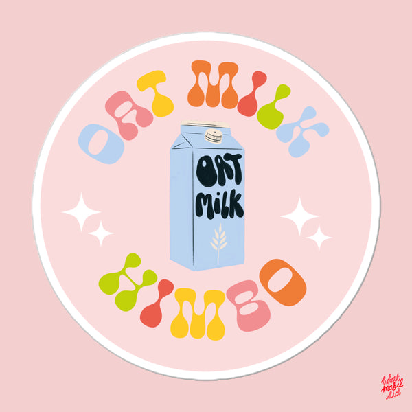 Oat Milk Himbo Groovy Rainbow Round Pink Sticker