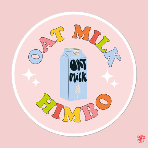 Oat Milk Himbo Rainbow Round Pink Sticker