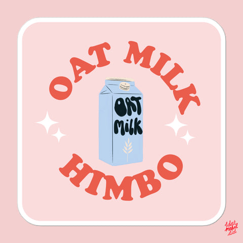 Oat Milk Himbo Red Square Sticker Pink