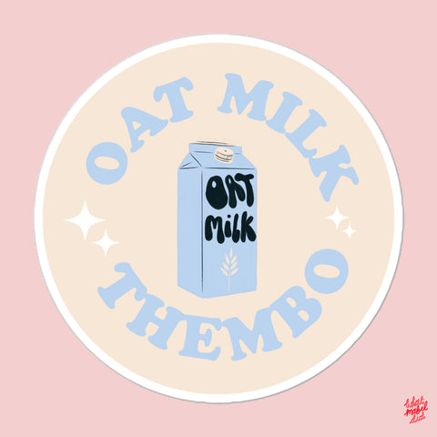 Oat Milk Thembo Blue Round Sticker