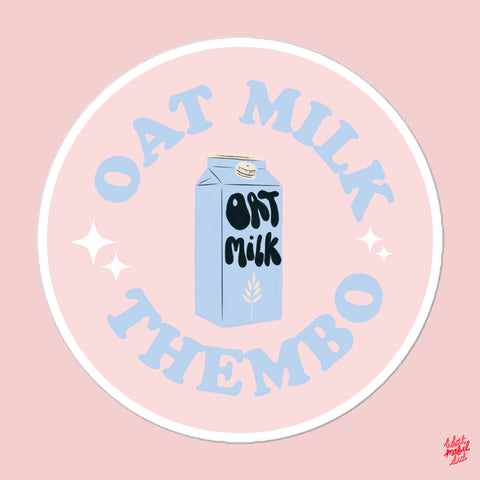 Oat Milk Thembo Blue Round Pink Sticker