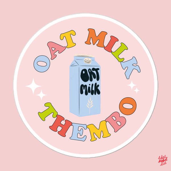 Oat Milk Thembo Rainbow Round Pink Sticker