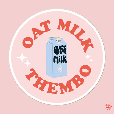 Oat Milk Thembo Red Round Pink Sticker