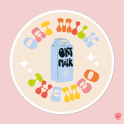 Oat Milk Thembo Groovy Rainbow Round Sticker