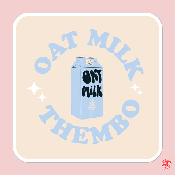 Oat Milk Thembo Blue Square Sticker