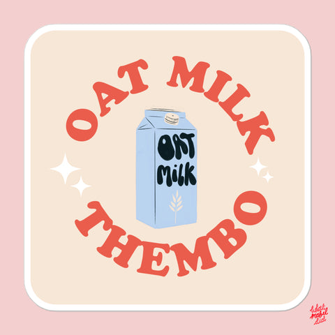 Oat Milk Thembo Red Square Sticker