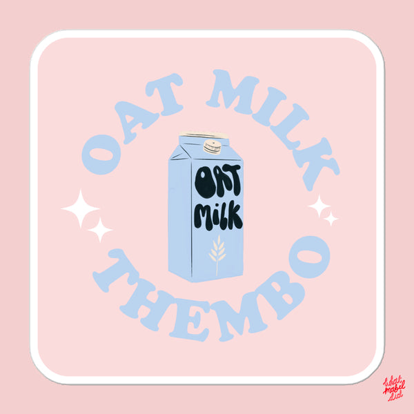 Oat Milk Thembo Blue Square Sticker Pink